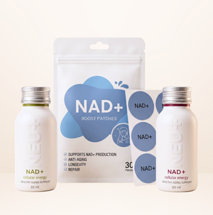 NAD+ Boost Patches (30-Pack) & NAD+ Daily Cellular Support Supplement (1 Mixed Berry, 1 Lemon & Ginger)