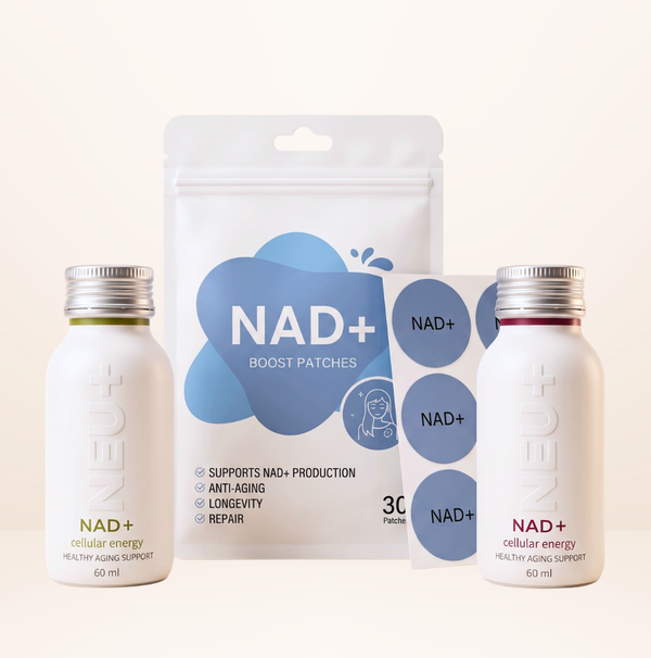 NAD+ Boost Patches (30-Pack) & NAD+ Daily Cellular Support Supplement (1 Mixed Berry, 1 Lemon & Ginger)
